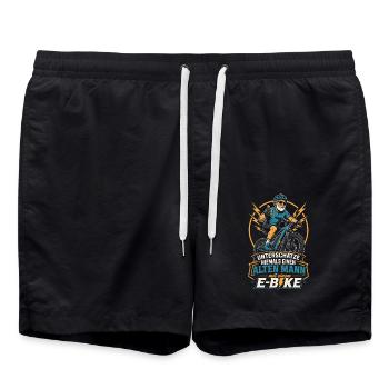 E-Bike Spruch alter Mann Geschenk - Badeshorts - Schwarz - Vorne - AI Model Male 185 light (185cm)