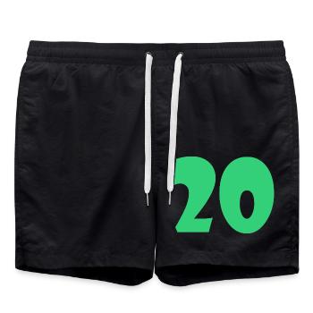 20. 20. JAHRESTAG. 20-JÄHRIGES JUBILÄUM. 20 JAHRE. - Badeshorts - Schwarz - Vorne - AI Model Male 185 light (185cm)