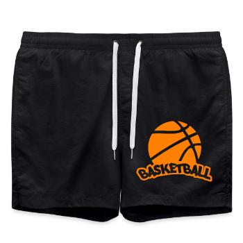 Basketball Logo Orange Druck - Badeshorts - Schwarz - Vorne - AI Model Male 185 light (185cm)