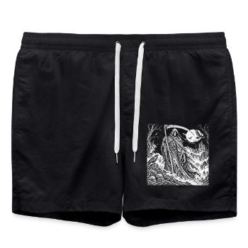 Gevatter Tod – Der düstere Schnitter im Mondlicht - Badeshorts - Schwarz - Vorne - AI Model Male 185 light (185cm)