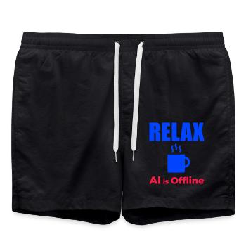 Relax KI ist offline - Badeshorts - Schwarz - Vorne - AI Model Male 185 light (185cm)
