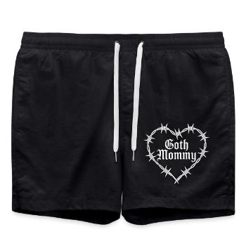 Goth-Mama-Barbed Heart-Grafik - Badeshorts - Schwarz - Vorne - AI Model Male 185 light (185cm)