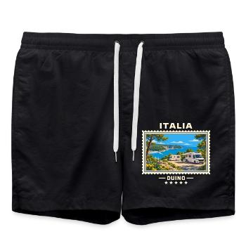 Italien Duino Camping Vintage Reisemarke - Badeshorts - Schwarz - Vorne - AI Model Male 185 light (185cm)