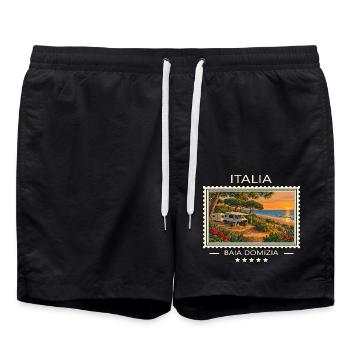 Italien Baia Domizia Camping Vintage Reisemarke - Badeshorts - Schwarz - Vorne - AI Model Male 185 light (185cm)