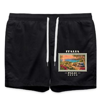 Italien Palau Camping Vintage Reisemarke - Badeshorts - Schwarz - Vorne - AI Model Male 185 light (185cm)