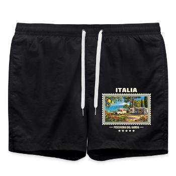 Italien Peschiera del Garda Camping Vintage Marke - Badeshorts - Schwarz - Vorne - AI Model Male 185 light (185cm)