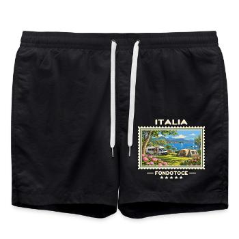 Italien Fondotoce Camping Vintage Reisemarke - Badeshorts - Schwarz - Vorne - AI Model Male 185 light (185cm)