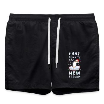 Ganz Dünnes Eis Mein Freund Pinguin Weihnachten - Badeshorts - Schwarz - Vorne - AI Model Male 185 light (185cm)