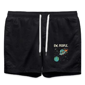 EW, People Alien UFO - Badeshorts - Schwarz - Vorne - AI Model Male 185 light (185cm)