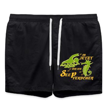 Schwimmabzeichen schwimmen Seepferdchen - Badeshorts - Schwarz - Vorne - AI Model Male 185 light (185cm)