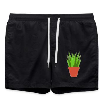 Pflanze im Topf - Badeshorts - Schwarz - Vorne - AI Model Male 185 light (185cm)