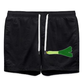 Lauch Porreegemüse - Badeshorts - Schwarz - Vorne - AI Model Male 185 light (185cm)