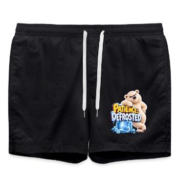 Patience: Defrosted | cooler Eisbär | Cartoon - Badeshorts - Schwarz - Vorne - AI Model Male 185 light (185cm)