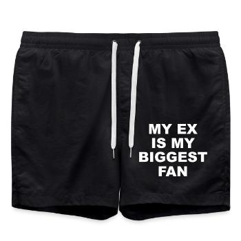 037 Mein Ex ist mein größter Fan - Badeshorts - Schwarz - Vorne - AI Model Male 185 light (185cm)