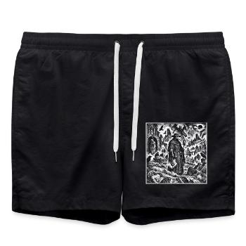 Pestdoktor – Im Schatten des Todes - Badeshorts - Schwarz - Vorne - AI Model Male 185 light (185cm)