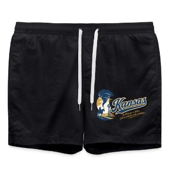 Kansas Retro Vintage Sunflower State Design - Badeshorts - Schwarz - Vorne - AI Model Male 185 light (185cm)