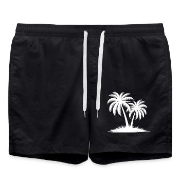 Strandträume Urlaub Palmen Sonne Meer statt Stress - Badeshorts - Schwarz - Vorne - AI Model Male 185 light (185cm)