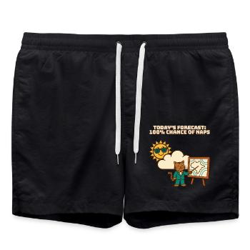 Die heutige Prognose: 100%ige Chance auf Nickerchen, lustige Katze - Badeshorts - Schwarz - Vorne - AI Model Male 185 light (185cm)
