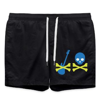 Pirat mit Bass und Totenkopf - Badeshorts - Schwarz - Vorne - AI Model Male 185 light (185cm)