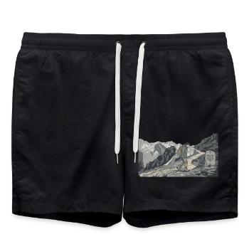 Wanderer auf bergigem Pfad - Badeshorts - Schwarz - Vorne - AI Model Male 185 light (185cm)