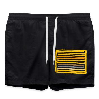 Rechteck Minimal Muster - Erdfarben - Badeshorts - Schwarz - Vorne - AI Model Male 185 light (185cm)