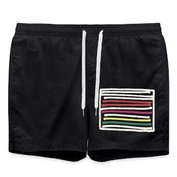 Abstrakt Minimal - Rechteck Linien / Farben Kunst - Badeshorts - Schwarz - Vorne - AI Model Male 185 light (185cm)