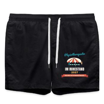 Physiotherapeutin Rente 2027 – Entspannungsübungen - Badeshorts - Schwarz - Vorne - AI Model Male 185 light (185cm)