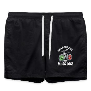 Mein E-Bike Ruft Ich Muss Los Fahrrad Spruch - Badeshorts - Schwarz - Vorne - AI Model Male 185 light (185cm)