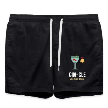 Gin-gle All the Way lustiger Gin-Weihnachtspullover - Badeshorts - Schwarz - Vorne - AI Model Male 185 light (185cm)