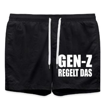 gen z regelt das - Badeshorts - Schwarz - Vorne - AI Model Male 185 light (185cm)