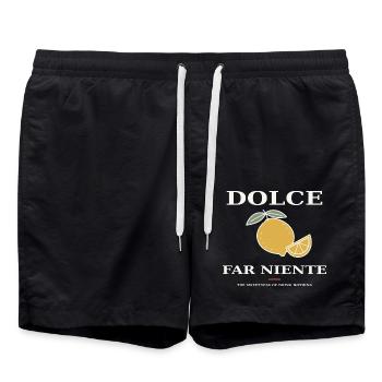 Dolce Far Niente – Zitrone & Lebensfreude - Badeshorts - Schwarz - Vorne - AI Model Male 185 light (185cm)