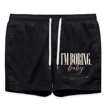 I'm Boring Baby Gym And Make Money Krafttraining - Badeshorts - Schwarz - Vorne - AI Model Male 185 light (185cm)