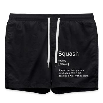 Squash Zubehör oder Outfit für Squash Fans - Badeshorts - Schwarz - Vorne - AI Model Male 185 light (185cm)