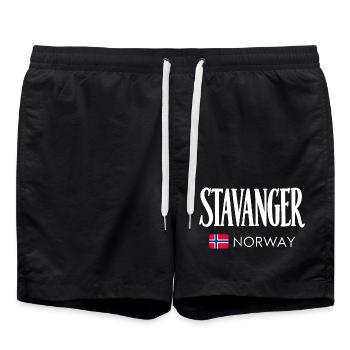 Stavanger - Norway - Norge - Norwegen - Skandinavi - Badeshorts - Schwarz - Vorne - AI Model Male 185 light (185cm)