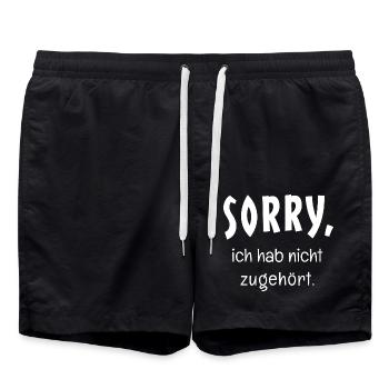 Sorry, ich hab nicht zugehört - Lustiger Spruch - Badeshorts - Schwarz - Vorne - AI Model Male 185 light (185cm)