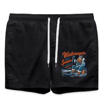 Winterangel Retro Motiv - Badeshorts - Schwarz - Vorne - AI Model Male 185 light (185cm)