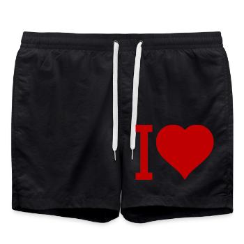 Ich liebe Herz-Icon Typografie - Badeshorts - Schwarz - Vorne - AI Model Male 185 light (185cm)