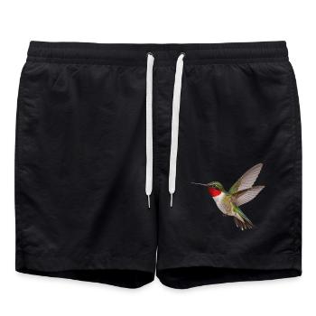 Kolibri im Flug – grüner Vogel mit roter Kehle - Badeshorts - Schwarz - Vorne - AI Model Male 185 light (185cm)