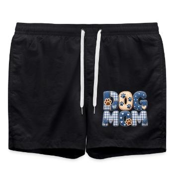 Dog Mom – Hunde Mama Geschenk im 3D Patchwork Look - Badeshorts - Schwarz - Vorne - AI Model Male 185 light (185cm)