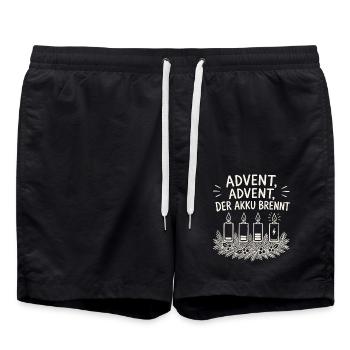 Advent Advent der Akku brennt - Badeshorts - Schwarz - Vorne - AI Model Male 185 light (185cm)