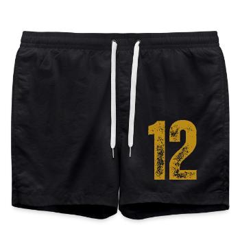 12 - Badeshorts - Schwarz - Vorne - AI Model Male 185 light (185cm)