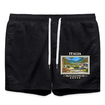 Italien Prad am Stilfserjoch Camping Vintage Marke - Badeshorts - Schwarz - Vorne - AI Model Male 185 light (185cm)