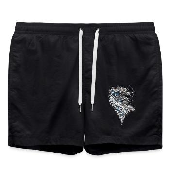 Die Winterjägerin auf Skiern - Badeshorts - Schwarz - Vorne - AI Model Male 185 light (185cm)