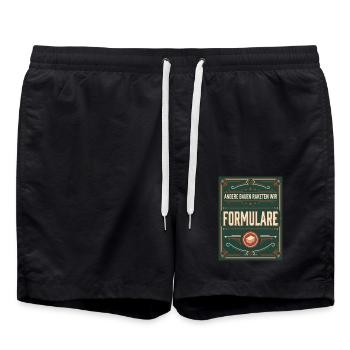 Formulare Etikett Bürokratie Satire - Badeshorts - Schwarz - Vorne - AI Model Male 185 light (185cm)