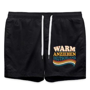 Warm anziehen Deutschland Retro Winter - Badeshorts - Schwarz - Vorne - AI Model Male 185 light (185cm)