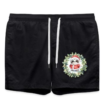 Weihnachts-Faultier im Santa-Outfit - Badeshorts - Schwarz - Vorne - AI Model Male 185 light (185cm)