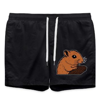 Rennmaus mit Futter Nagetier - Badeshorts - Schwarz - Vorne - AI Model Male 185 light (185cm)