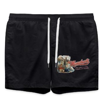 Massachusetts Retro Vintage Bay State Design - Badeshorts - Schwarz - Vorne - AI Model Male 185 light (185cm)
