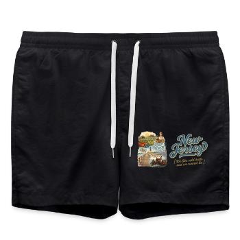 New Jersey Retro Vintage Garden State Shore Design - Badeshorts - Schwarz - Vorne - AI Model Male 185 light (185cm)