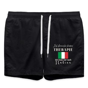 Italien Ich brauch keine Therapie Geschenkidee  - Badeshorts - Schwarz - Vorne - AI Model Male 185 light (185cm)